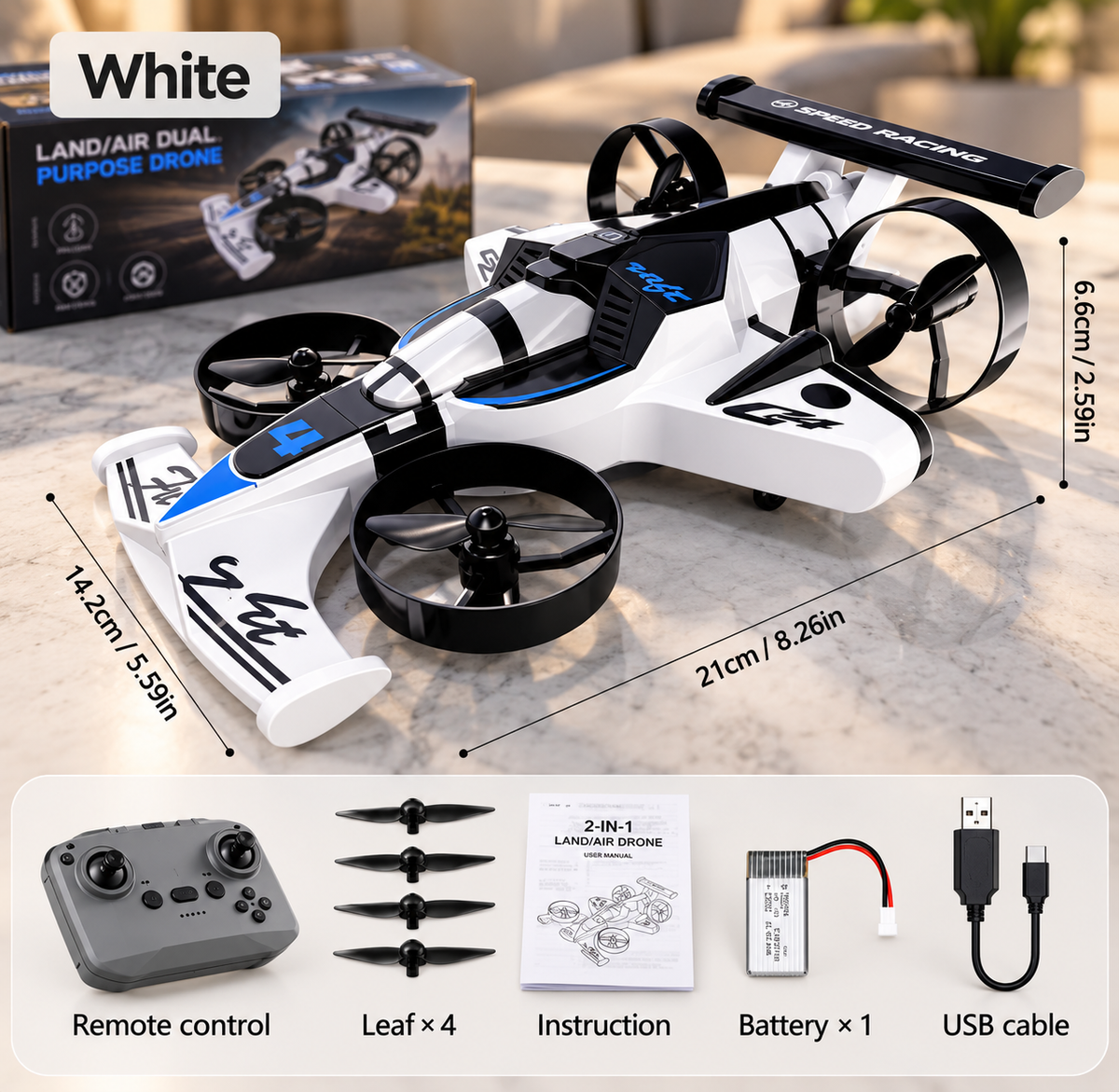 2-in-1 Fly & Drive RC Car Drone – Race on the Ground, Take Off Into the Air