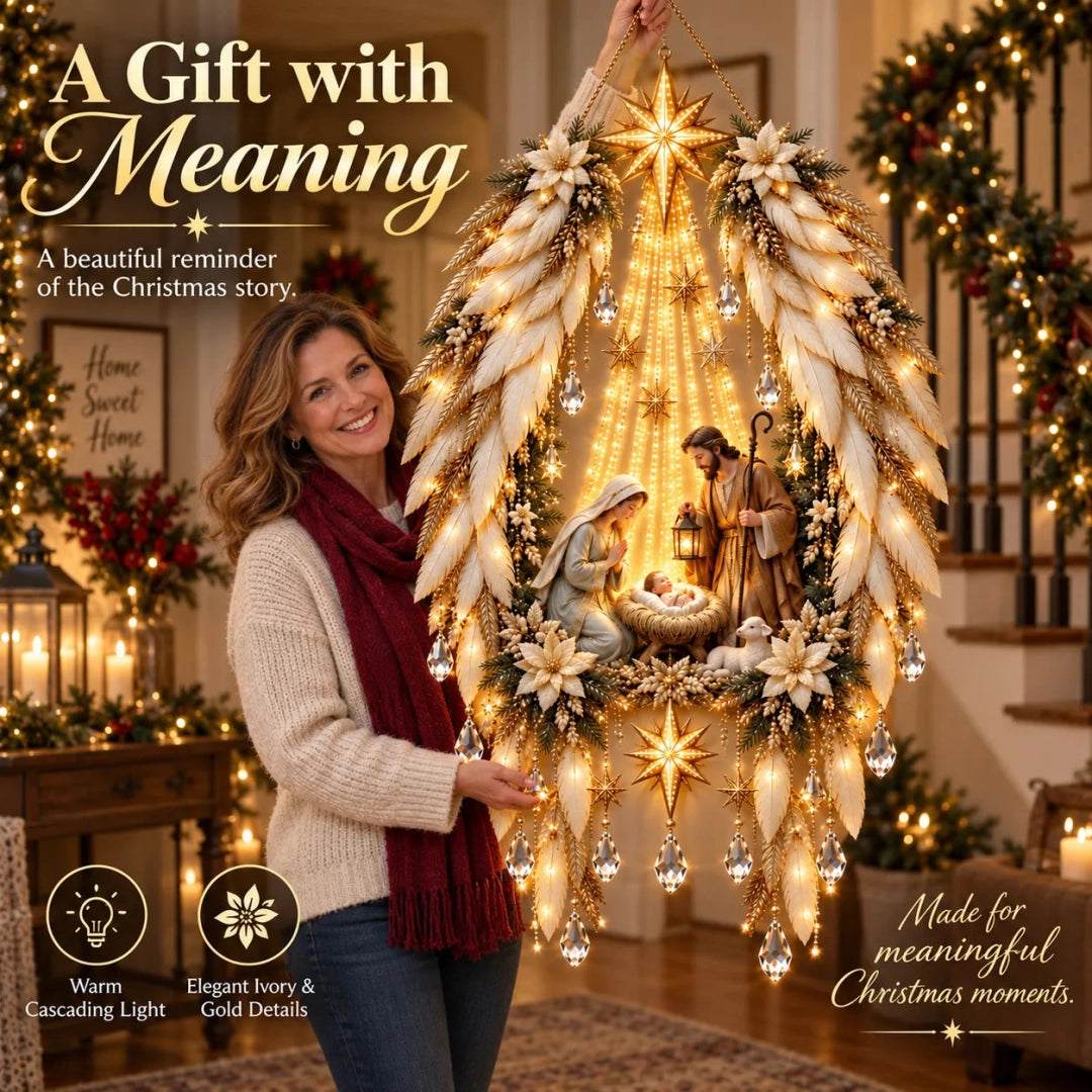 ✨Hot sales✝️ 3D Heavenly Angel Wings Nativity Light✨ – Lighted Christmas Wall Decor ✈️