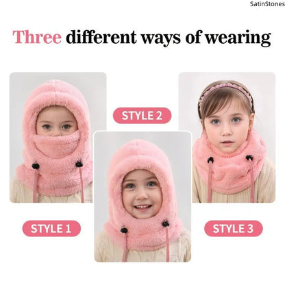 Kids Fleece Balaclava & Neck Warmer – Cozy Winter Hood for Ages 3–10