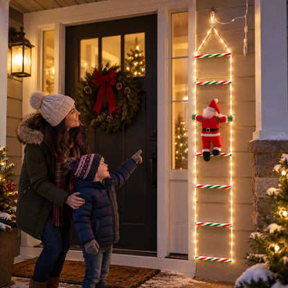 🎅✨ Climbing Santa LED Ladder Lights – USB Christmas Window & Wall Decoration with Remote🎄