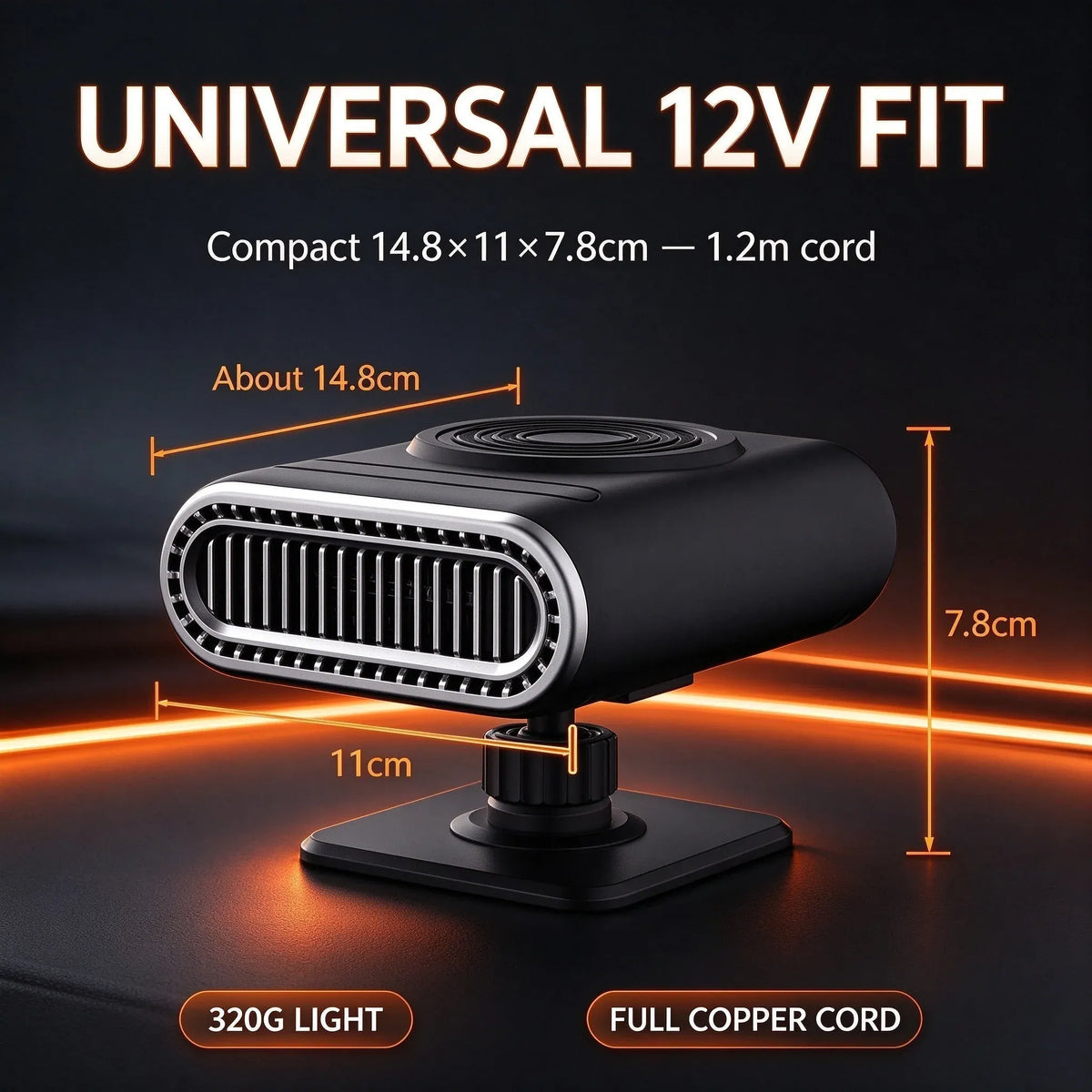2-in-1 12V Portable Mini Car Heater for Defrosting and Defogging