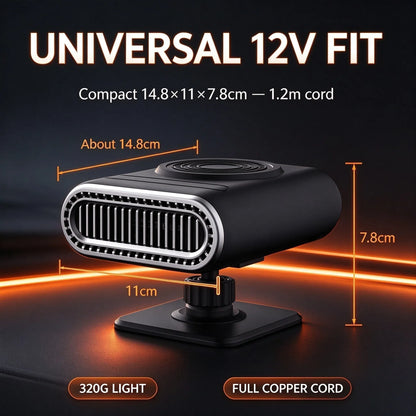 2-in-1 12V Portable Mini Car Heater for Defrosting and Defogging