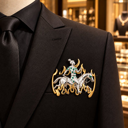 ✨ Handmade 925 Sterling Silver Equestrian Brooch – 2-in-1 Suit Pocket Accessory 🐎🕴️