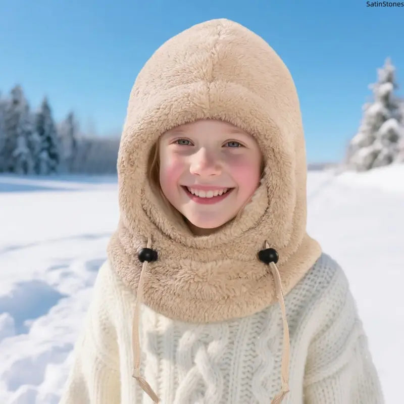 Kids Fleece Balaclava & Neck Warmer – Cozy Winter Hood for Ages 3–10