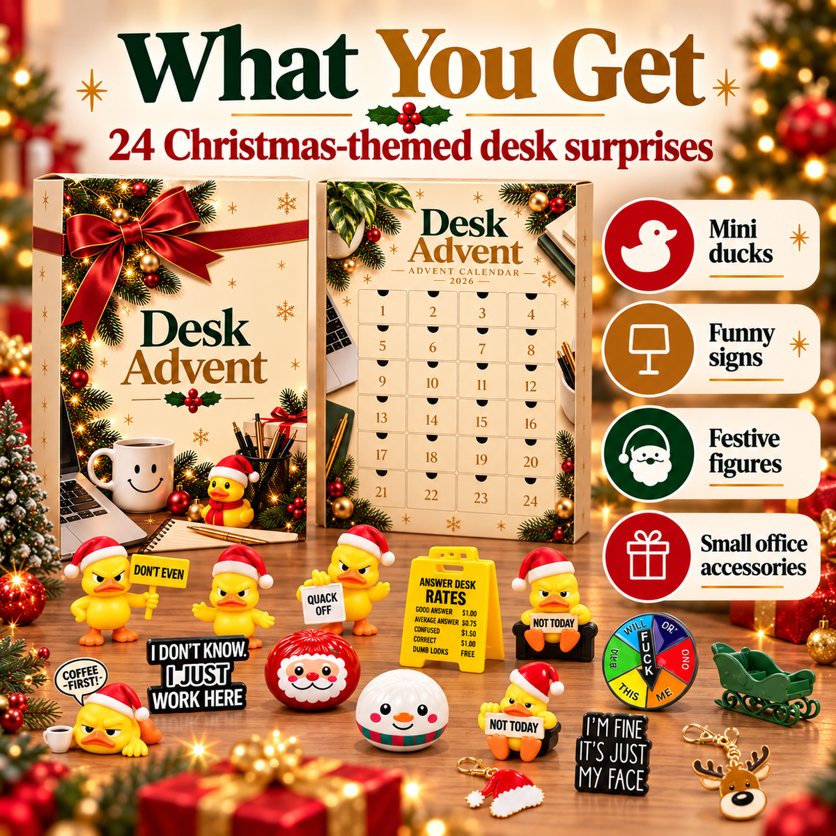 The Desk Advent Calendar 2026 – 24 Days of Funny Office Surprises, Mini Ducks & Desk Gifts