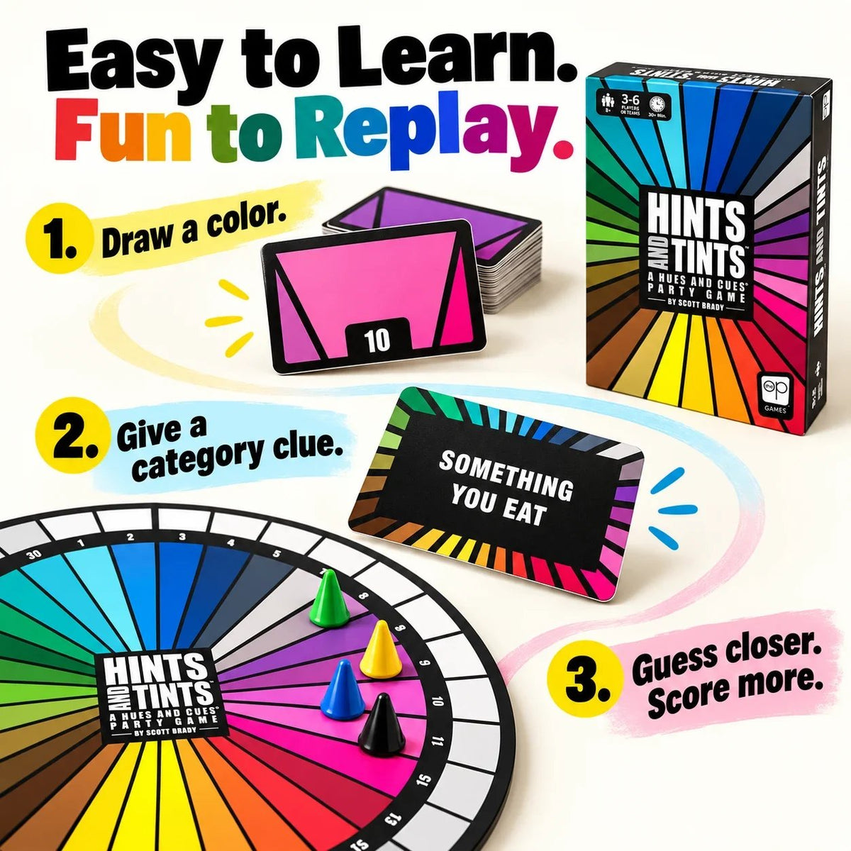 Hints and Tints | Creative Color Clue Party Board Game, Fast-Paced Family & Group Game