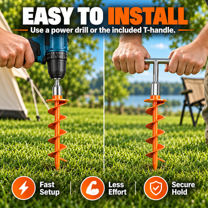 Hot sales🔥Heavy Duty 15-Inch Spiral Ground Anchors with Drill Adapter