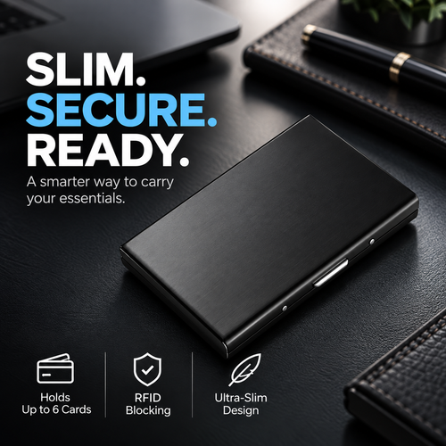 🔥Men's Minimalist RFID Blocking Metal Card Holder Wallet