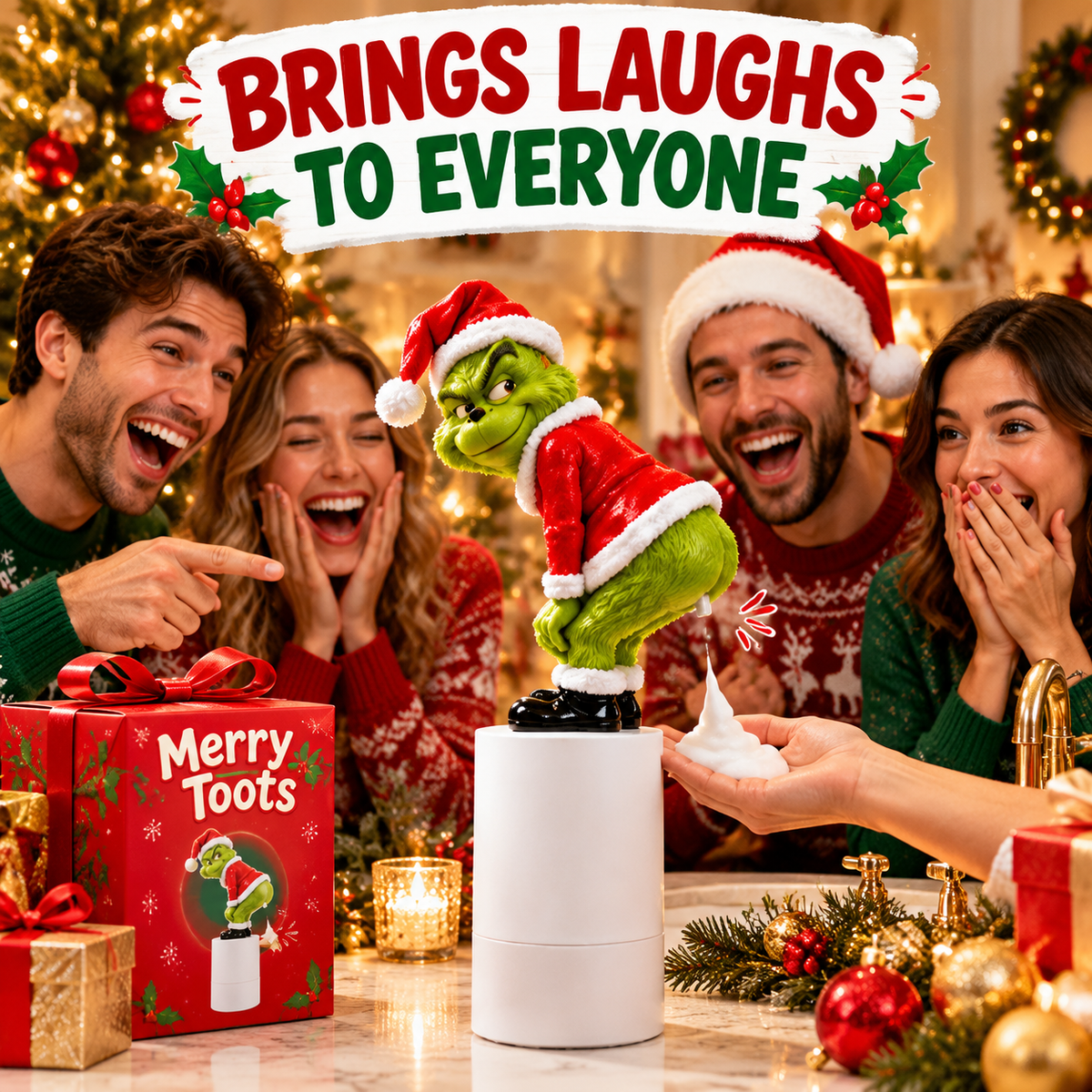 Merry Toots Christmas Soap Dispenser – Funny Foaming Hand Soap Dispenser & White Elephant Gift