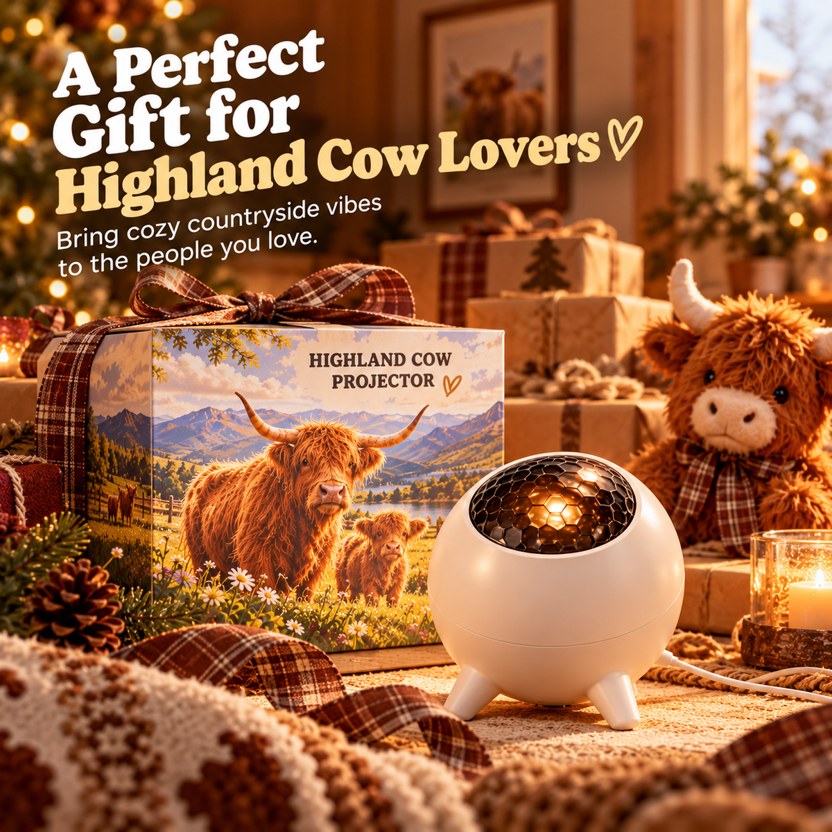 🔥Last day 50% OFF🎁Highland Cow Projector – Cozy Countryside Room Decor