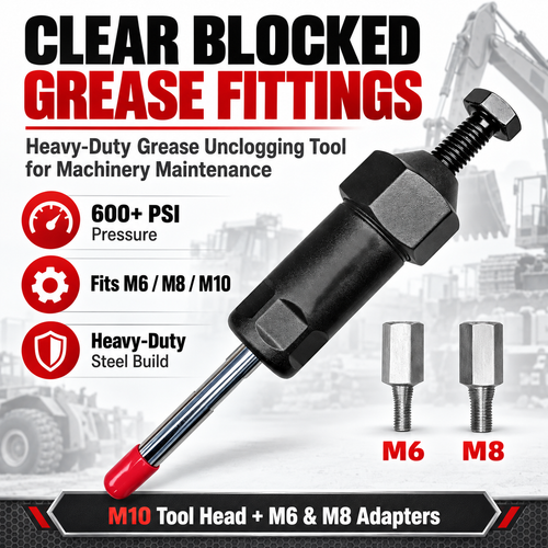 Hot sales🔥Heavy Duty Grease Fitting Unclogger Tool – M6/M8/M10, 600 PSI