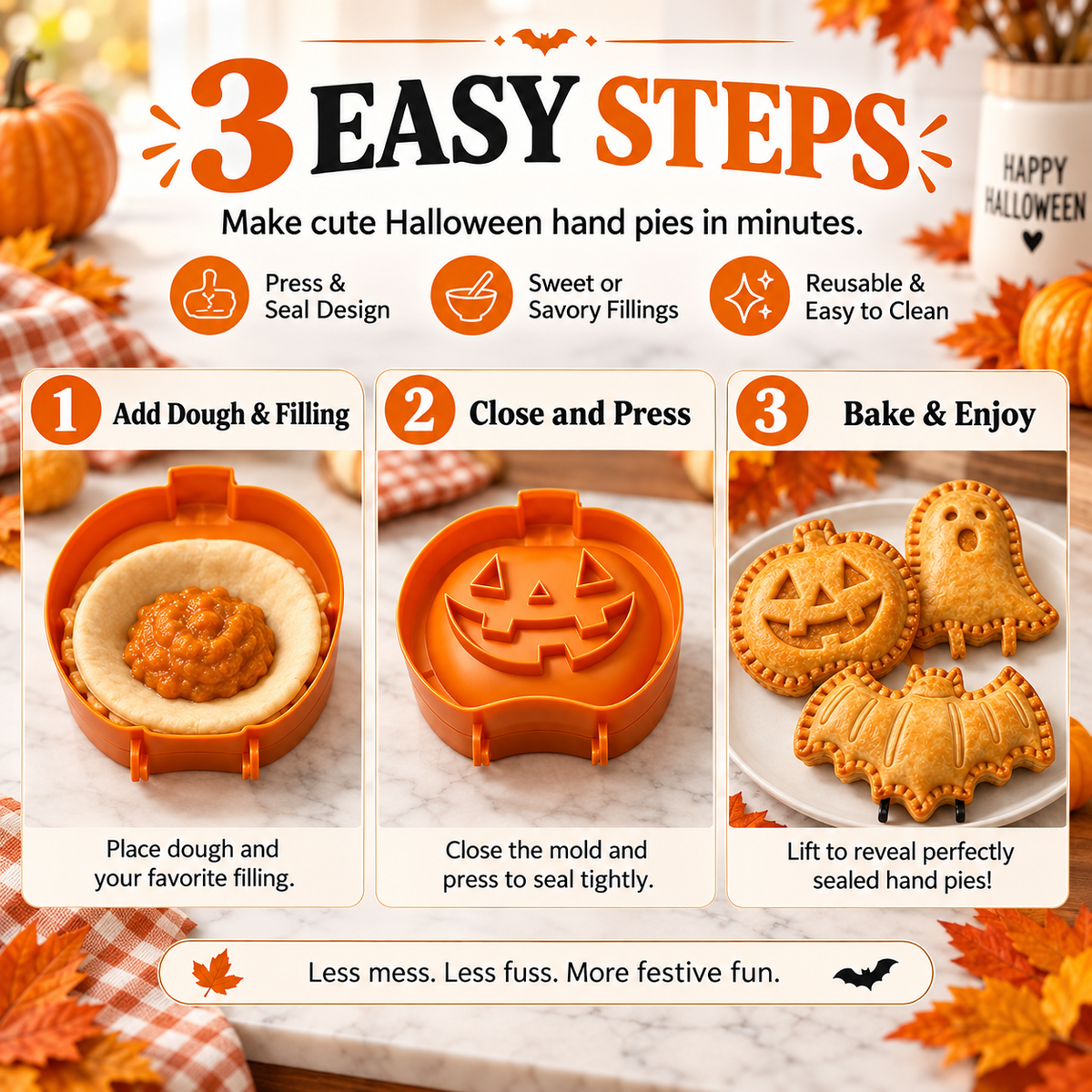 Hot sales🔥3-Pack Halloween Hand Pie Molds