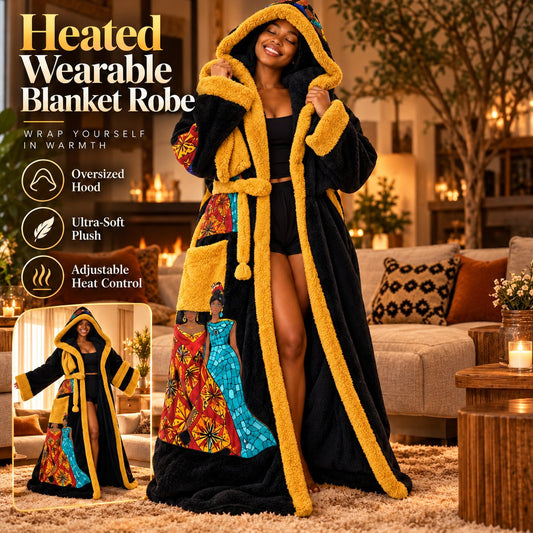 🔥 Heated Wearable Blanket Robe – Ultra-Soft Plush Hooded Bathrobe with Adjustable Heat