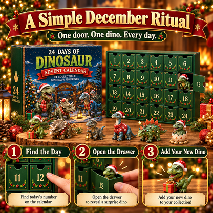 🦖🎅🎄24 Days of Dinosaur Christmas Advent Calendar – 24 Collectible Dino Figurines & Holiday Surprises