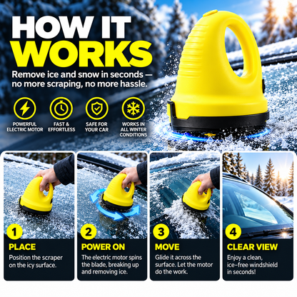 Cordless Electric Ice Scraper for Car Windshields – 1600 RPM Rotating Ice Remover, USB Rechargeable