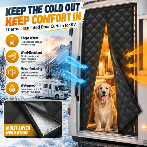 RV Insulated Door Cover, Magnetic Thermal Curtain, 33 x 80 in