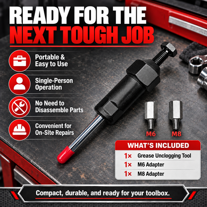 Hot sales🔥Heavy Duty Grease Fitting Unclogger Tool – M6/M8/M10, 600 PSI