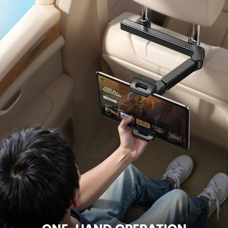 Car Headrest Tablet & Phone Holder – 360° Rotating Adjustable Mount for Kids & Road Trips