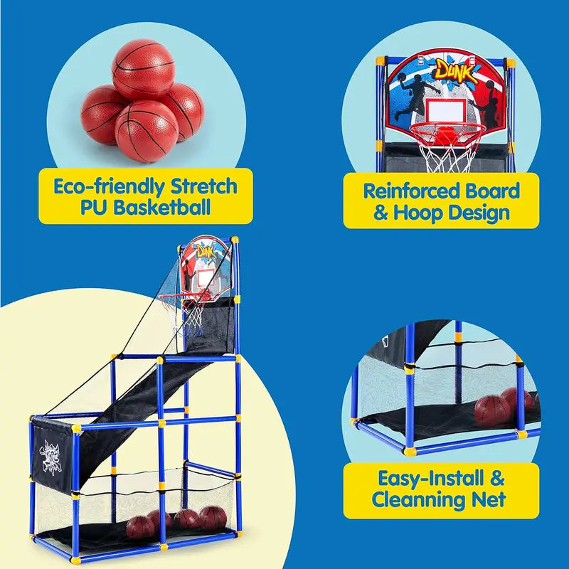 Arcade Basketball Hoop Set for Kids – Adjustable Indoor & Outdoor Basketball Game with Automatic Ball Return