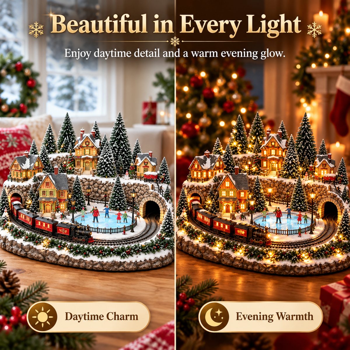 🚞 ✨49% OFF Today! ✨Magical Christmas Train & Skating Rink – Bring Holiday Magic Home!✨