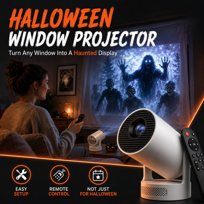 🧟Halloween Window Projector with Scary Videos & Screen