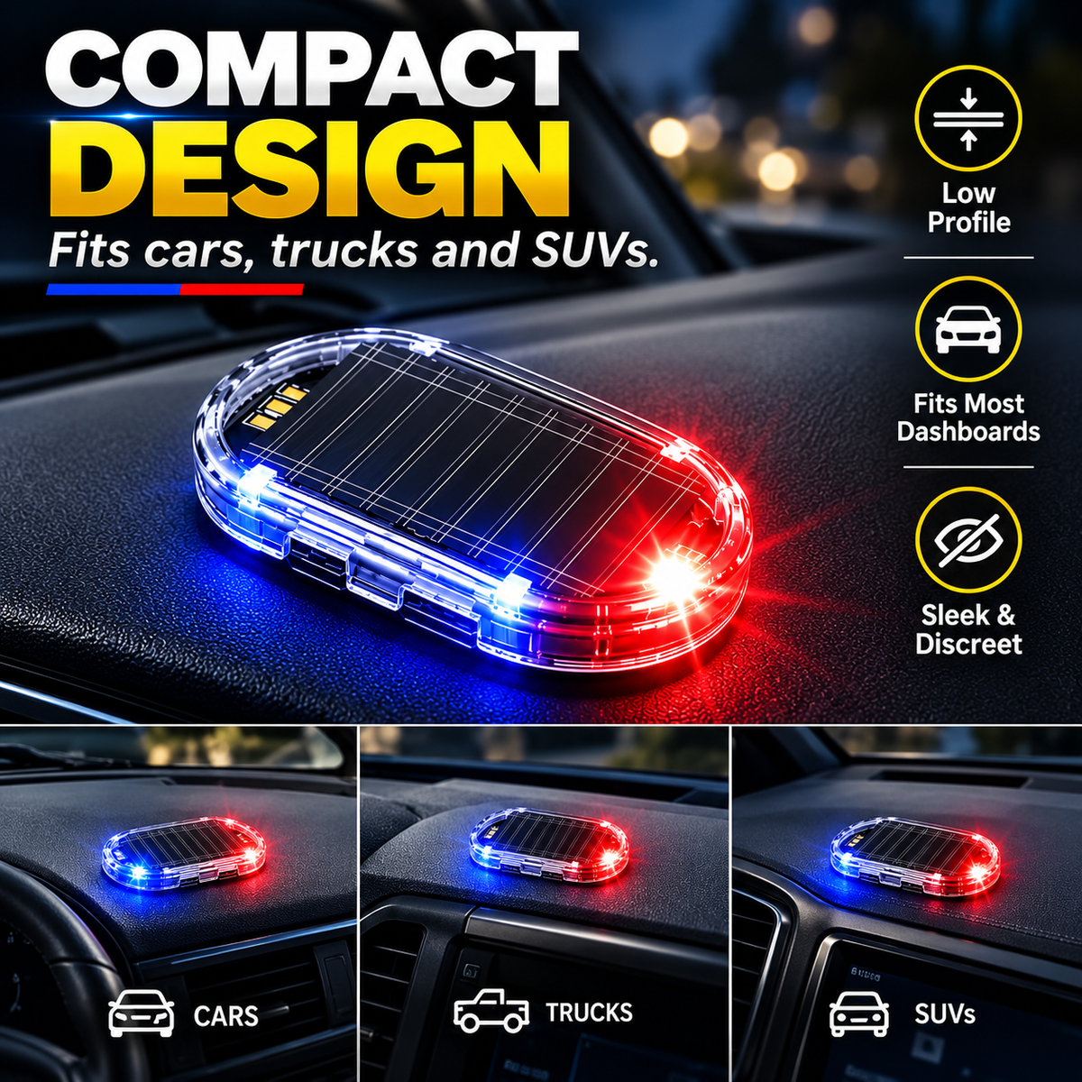 Hot sales🔥2-Pack Solar-Powered Simulated Car Alarm Lights