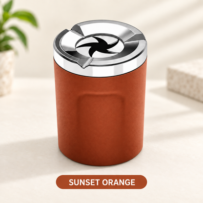 🚬Rotating-Lid Car Ashtray with Ceramic Liner – Cup Holder Design