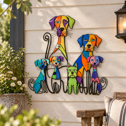 🐶Colorful Dog Family Metal Wall Decor