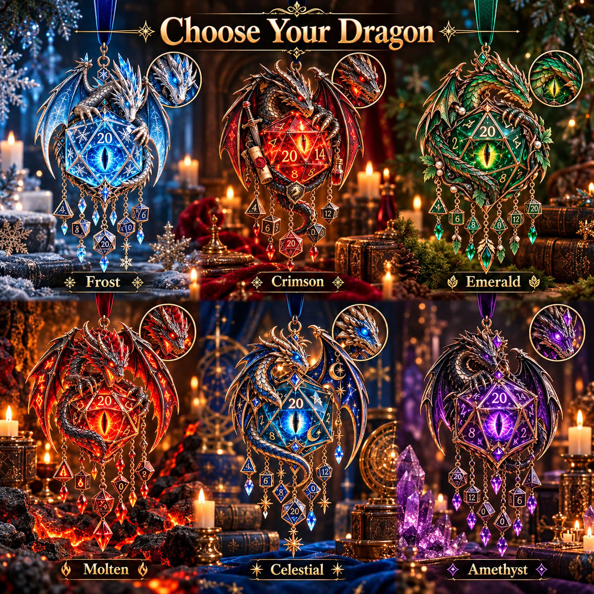 Glow Dragon Wind Chime – Illuminated Fantasy Hanging Decor with 6 Dragon Designs