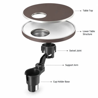🚗 360° Swivel Car Cup Holder Tray – Adjustable Floating Table for Food, Drinks & Everyday Essentials