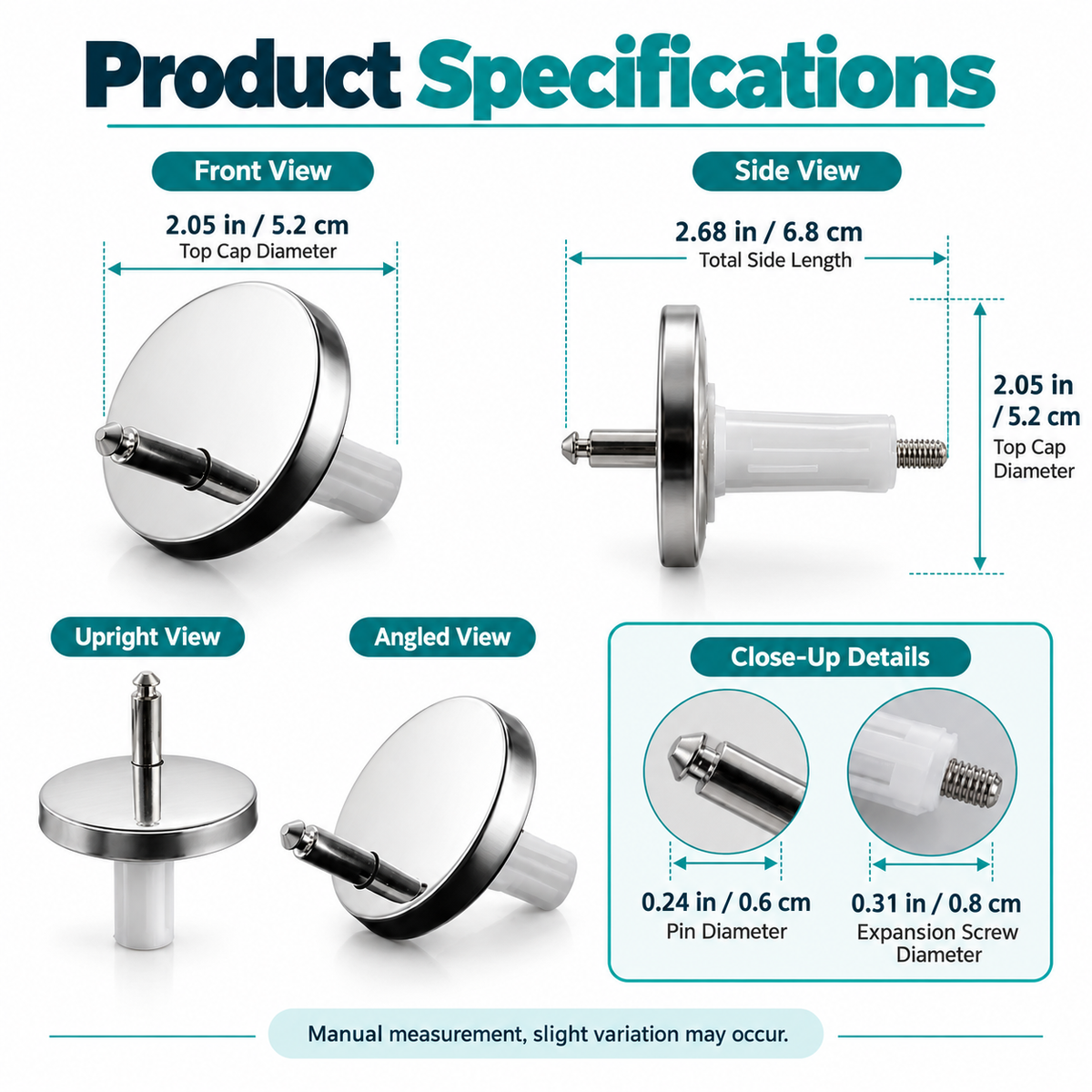 Hot sales🔥2-Pack Universal Toilet Seat Top-Mount Bolts
