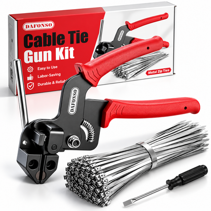 101-Piece Heavy-Duty Stainless Steel Cable Tie Tool Kit – 304 Self-Locking Metal Zip Ties with Tensioning Cutter & Release Tool