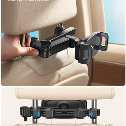 Car Headrest Tablet & Phone Holder – 360° Rotating Adjustable Mount for Kids & Road Trips