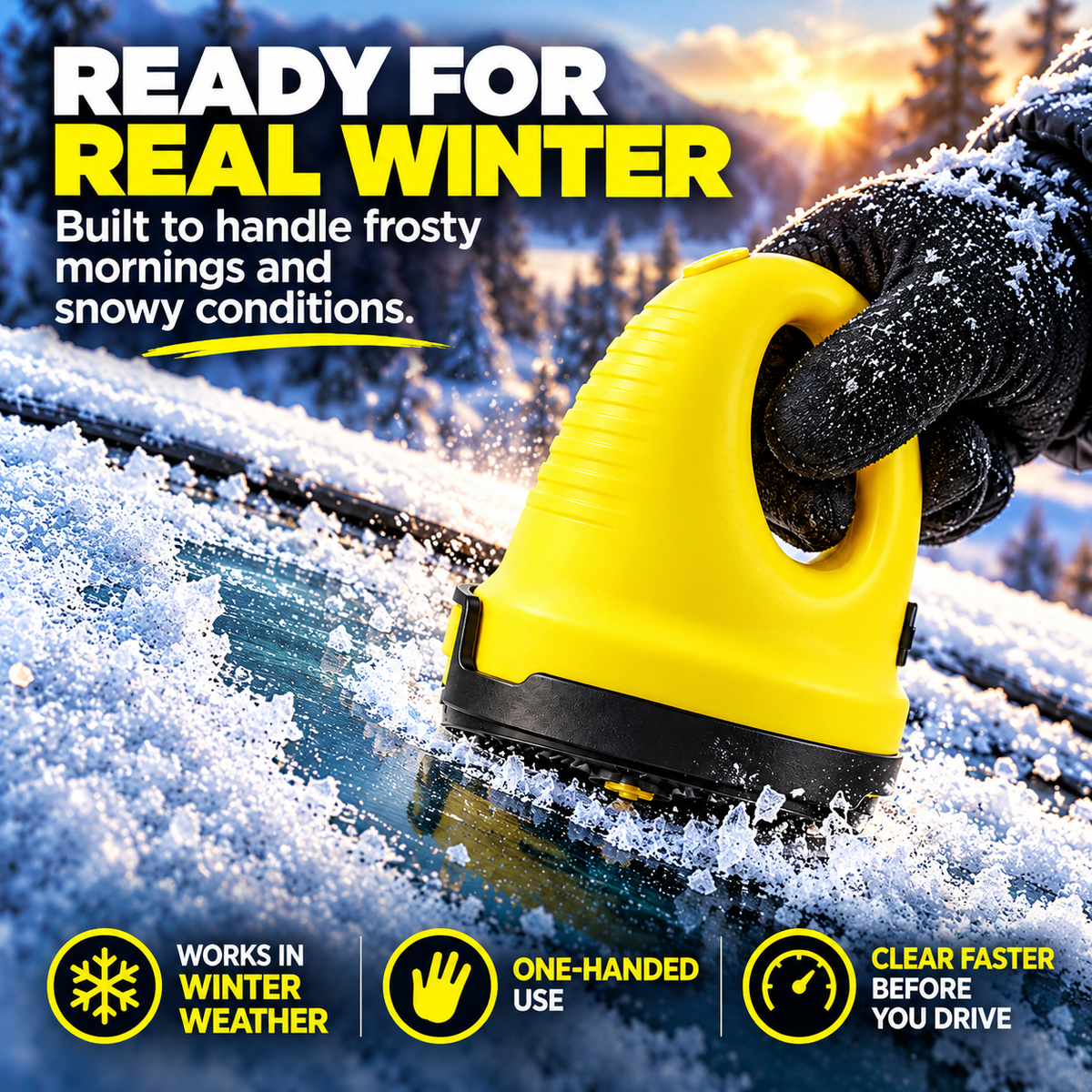 Cordless Electric Ice Scraper for Car Windshields – 1600 RPM Rotating Ice Remover, USB Rechargeable