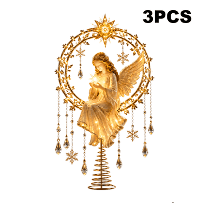 🏆Hot Sale⚡LED Angel Christmas Tree Topper – Lighted Golden Angel Holiday Decoration