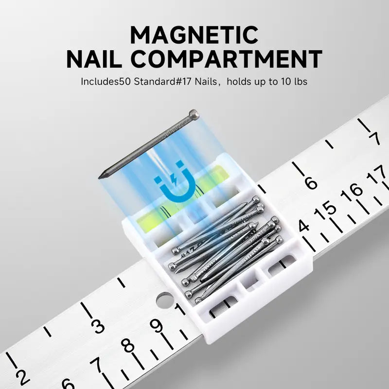All-in-One Picture Hanging Tool with Level & Ruler – Dual Nail Positioning Frame Alignment Guide