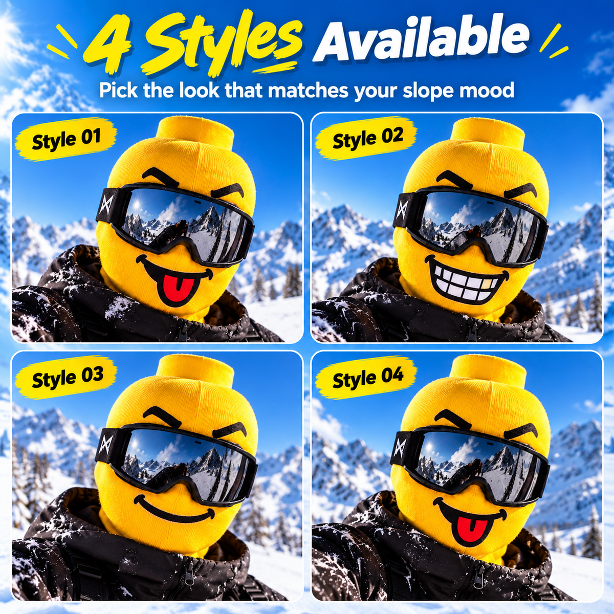 🔥Last Day 50% OFF🏂Funny Yellow Block-Head Ski Mask – Full Face Winter Balaclava for Skiing & Snowboarding