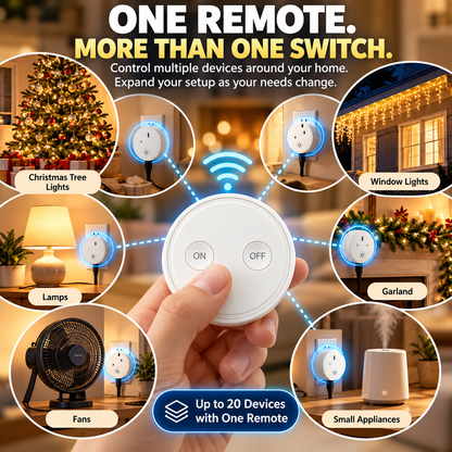 🔥Last Day 50% OFF – Wireless Remote Control Outlet Switch – Magnetic Remote for Christmas Lights & Lamps