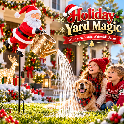 🎅 Santa Solar Watering Can Christmas Garden Light ✨ | Cascading Waterfall Outdoor Yard Decor 🎄
