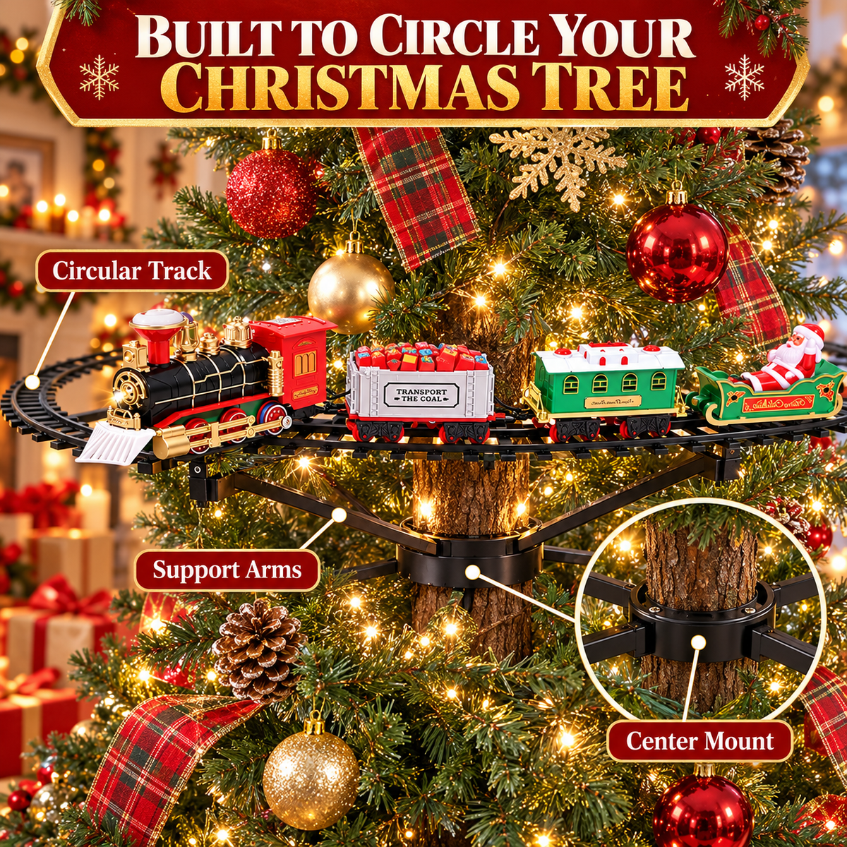 🔥Last Day 50% OFF🎄🚂 Christmas Magic Express – Around-the-Tree Train Set