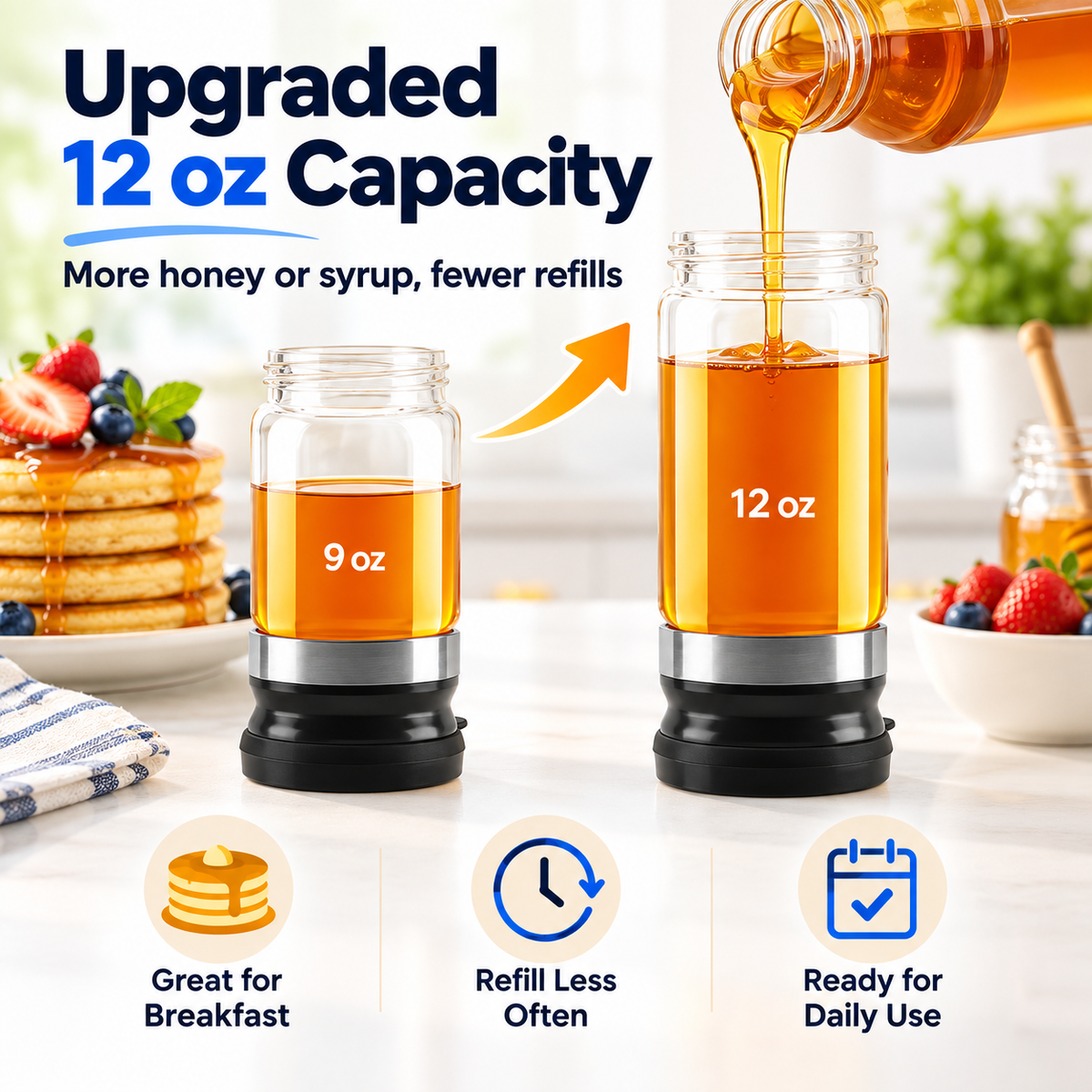 Hot sales🔥12 oz No-Drip Honey & Syrup Dispenser with Base