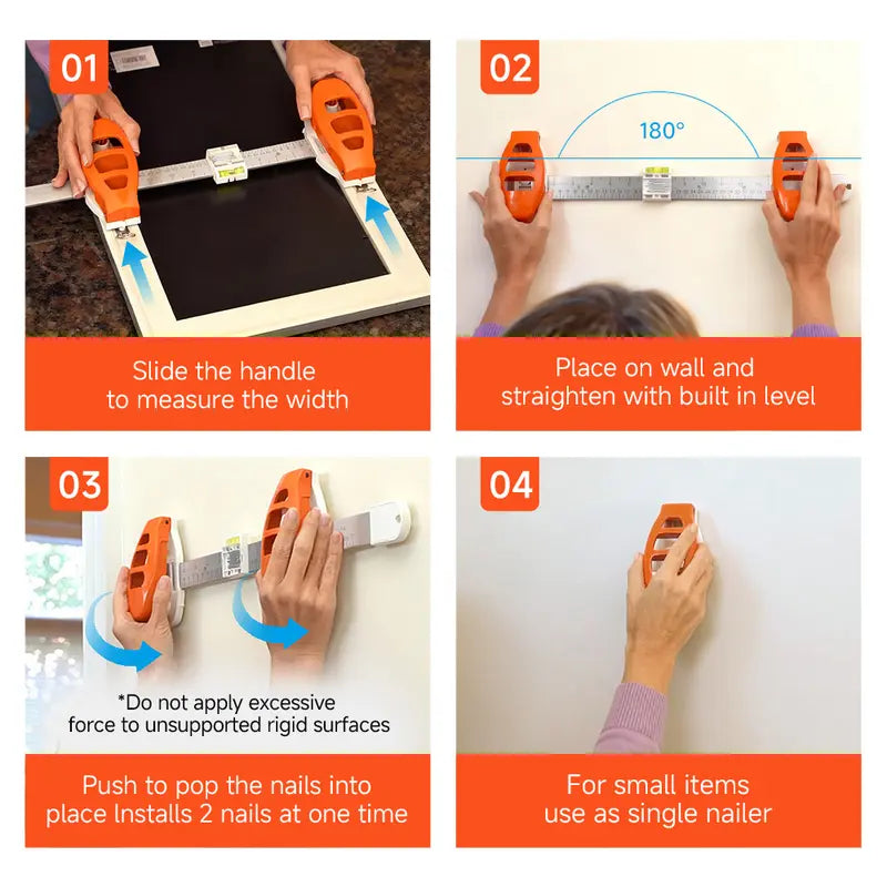 All-in-One Picture Hanging Tool with Level & Ruler – Dual Nail Positioning Frame Alignment Guide