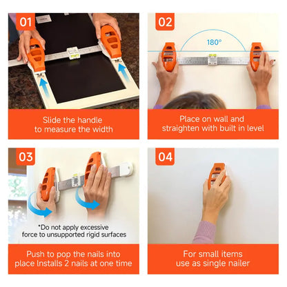 All-in-One Picture Hanging Tool with Level & Ruler – Dual Nail Positioning Frame Alignment Guide