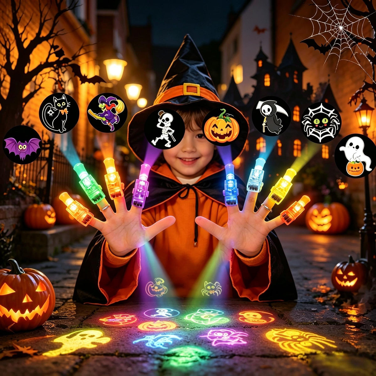 🎃 Halloween LED Projection Finger Lights – Multi-Color Light Up Finger Projectors