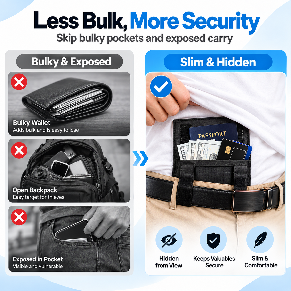Hot sales🔥Hidden Travel Passport Pouch – Slim Belt Wallet for Cash, Cards & ID