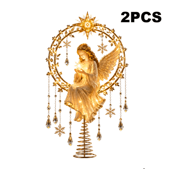 🏆Hot Sale⚡LED Angel Christmas Tree Topper – Lighted Golden Angel Holiday Decoration