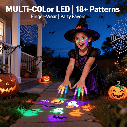 🎃 Halloween LED Projection Finger Lights – Multi-Color Light Up Finger Projectors
