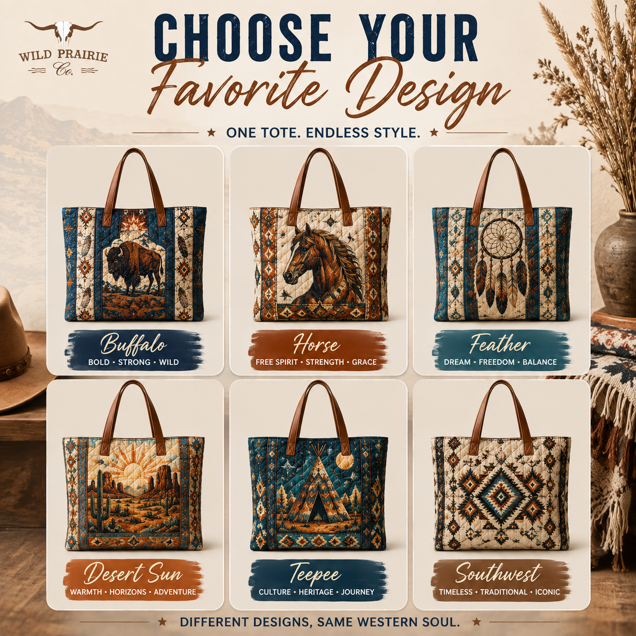 🐎 Western-Inspired Quilted Tote Bag – Spacious Statement Shoulder Bag