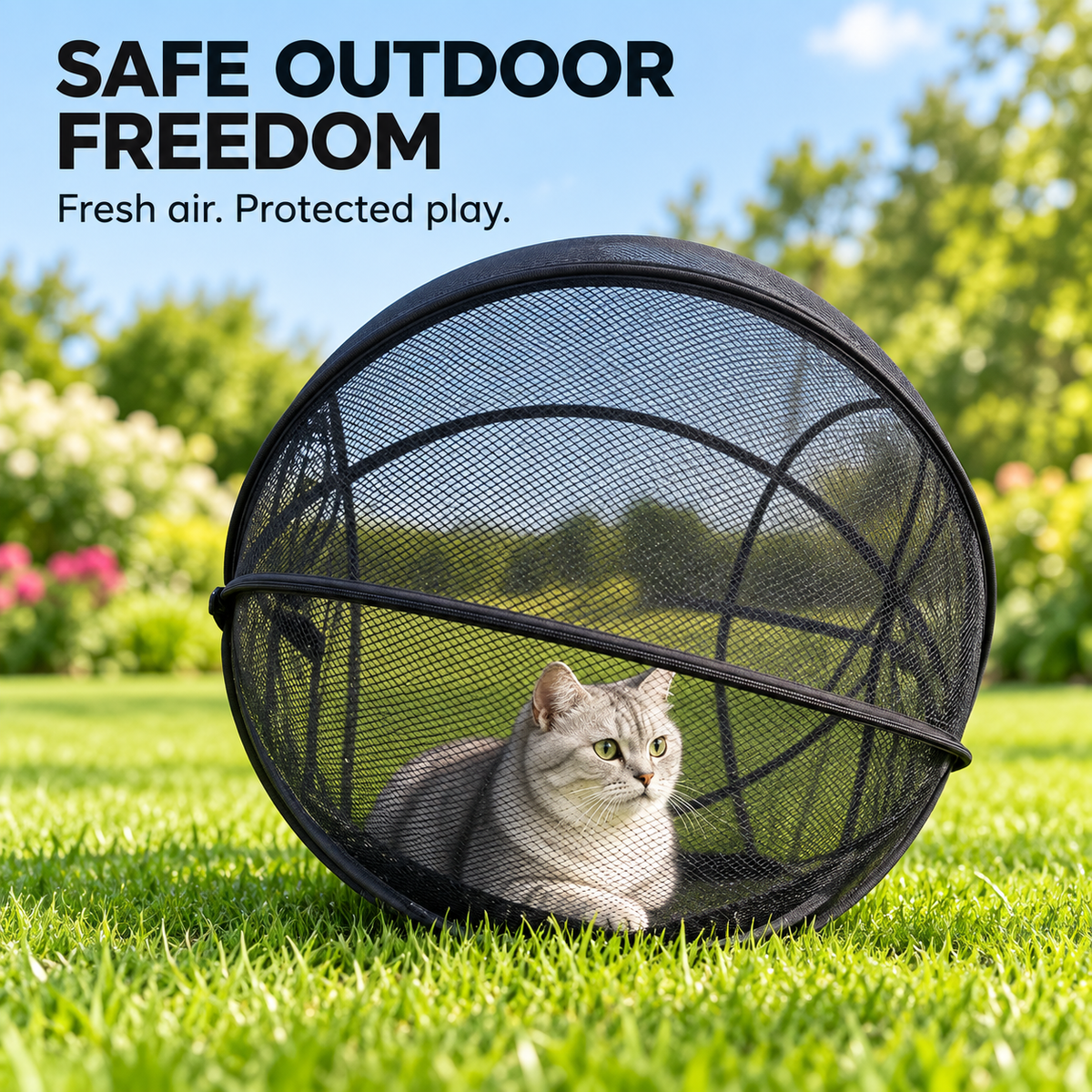 🔥Last Day 50% OFF-Pop-Up Mesh Cat Playpen – Roomy 32-Inch Indoor & Outdoor Enclosure