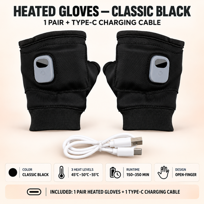 🔥Last Day 50% OFF-USB Heated Fingerless Gloves with Digital Temperature Display – Winter Hand Warmers